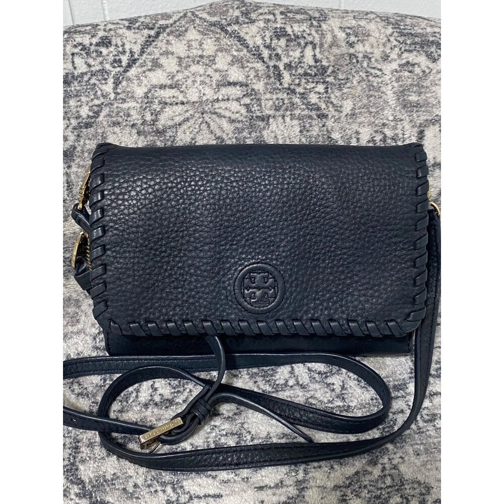 Tory Burch Marion Whipstitch Crossbody Bag in Black
